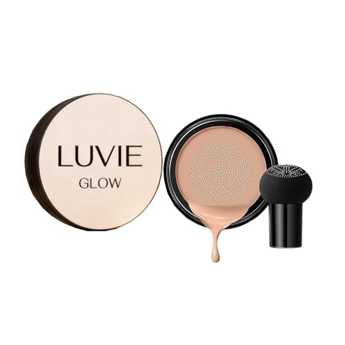 Base de Maquillaje Cushion Glow 2026 - Cojín de Aire con Cabezal de Champiñón, Base CC Humectante y Correctora de Larga Duración, Unifica el Ton de Piel para Todo Tipo de Cutis (Brunet Marrón)