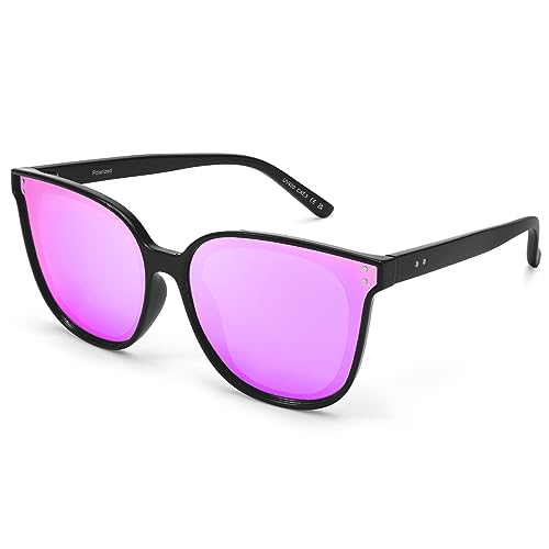 LVIOE Oversized Polarized Sunglasses for Women Trendy Large Cat Eye UV Protection Shade LS1627s