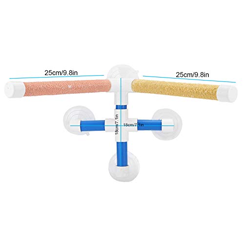 Image of Pssopp Bird Parrot Stand, Suction Cup Bird Shower Perches for Budgies, Cockatiel, Plastic + Frosted Coating