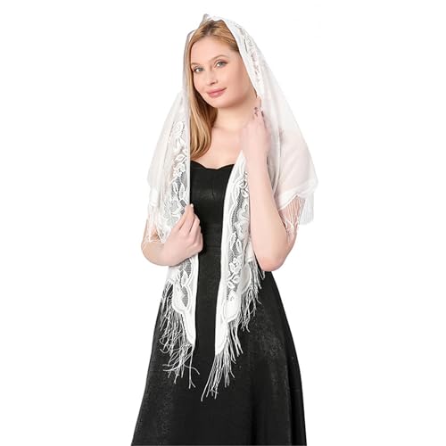 Women's Lace Triangle Scarf Shawl with Tassels Wraps for Brides and Women Swimwear Cover Up.(P10)2