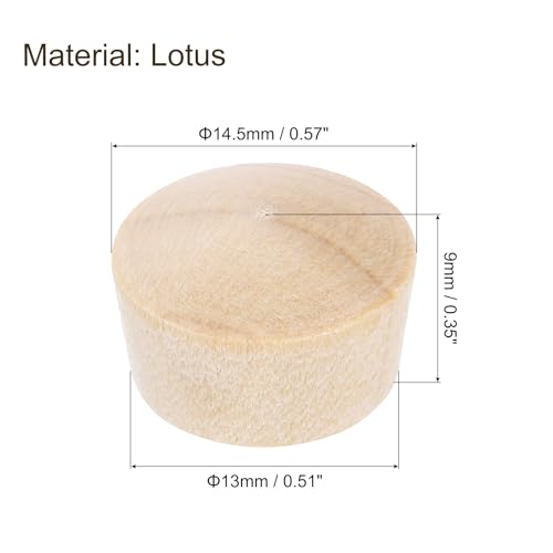 Image of uxcell 36Pcs Wood Button Plugs, 13mm /0.51 inch Flat Head Hardwood Screw Hole Plug Wooden Caps Buttons Wood Plug for Furniture Woodworking Craft Decor (14.5mm x 13mm)