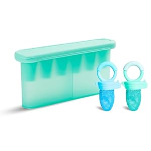 Munchkin® Baby Feeders for Fresh Food and Fruit and Silicone Baby Food Freezer Tray, Blue/Mint