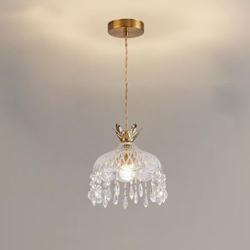 Lámpara de techo de cristal dorada ideal para iluminar la mesa del comedor y dormitorios