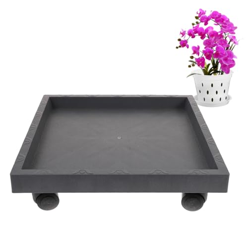 Angoily Square Plant Caddy Plant Pallet Stands with Wheel 36 x 36 cmResin Flower Pot Mover Saucer Trolley Casters Tray Potted Mover for Garden Patio Yard Kitchen