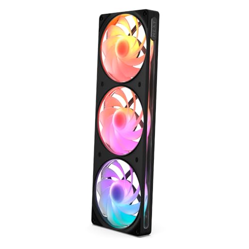 Image of NZXT F360 RGB Reverse - 360mm Single-Frame Reverse Fan - Black | 360mm single-frame unit with three 120mm reverse-blade PWM RGB fans. Clean airflow for show-side builds.