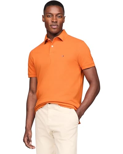 Image of Tommy Hilfiger Men's Short Sleeve Polo Shirts in Slim Fit with Stretch and Organic Pique Cotton