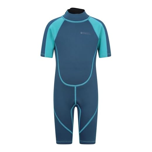 Mountain Warehouse Kurzer Kinder-Neoprenanzug - Körper: 2.5mm, Flache Nähte, mit Easy-Glide-Reißverschluss, Tauchanzug mit verstellbarem Nackenverschluss Blaugrün 13 Jahre