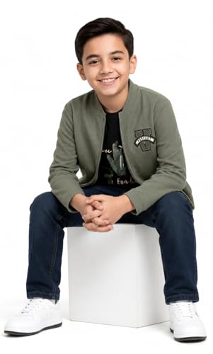Image of Boys Full Sleeves Solid Jacket and T-Shirt