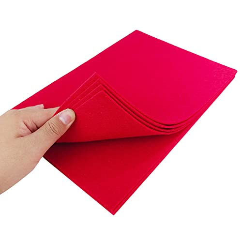 Image of Jtnohx Stiff Felt, 2mm Thick Felt Sheets for Crafts, 8 inchx12 inch Hard Felt Fabric Squares 8Pcs for DIY Projects (Red)