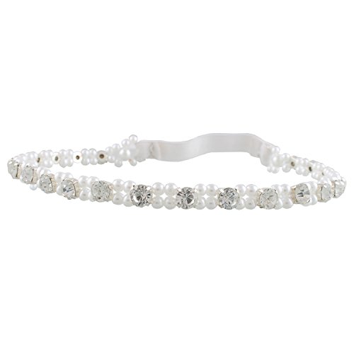 Image of Aarushi creations Classy With Pearl & Diamond Tiara Cum Hairband For Girls (Color White) (Dessign 1)