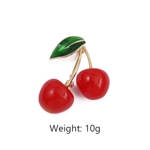 Image of Cherry Brooch Pin 3D Cute Red Cherry Lapel Brooches Pin Dainty Crystal Cherry Fruit Pins Brooch for Women Men Girls Birthday Gift Jewelry Bag Hat