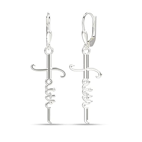 925 Sterling Silver Religious Gift for Women | BIS Hallmarked Cross Drop Earrings for Men and Women | Classic Christian Cross Shaped Drop Dangler Earrings Jewelry Birthday Graduation Gifts-image-3