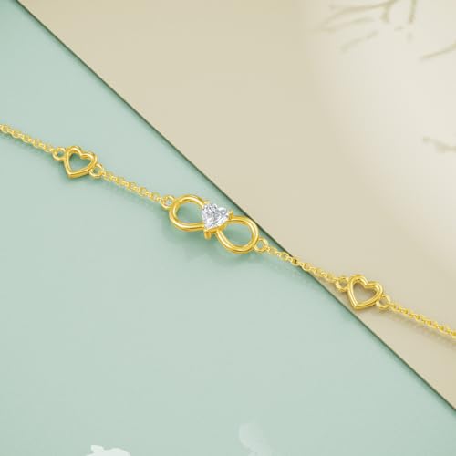 DOVRAN 14K Gold Infinity Bracelet for Women Real Yellow Gold Heart Love Jewelry Mother's Day Gifts for Wife Mother Mom3