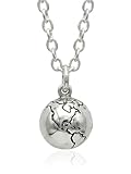 EnCharmed Sterling Silver Earth World Globe Charm Necklace, Travel Wanderlust Pendant Jewelry, 18'
