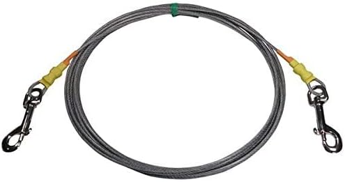 Beast-Master FPS Dog Tie Out Cable Leash Premium Bolt Snap Both Ends Choose Dog Weight and Length (Length 50 Feet, Small Dogs 5-25 Pounds)