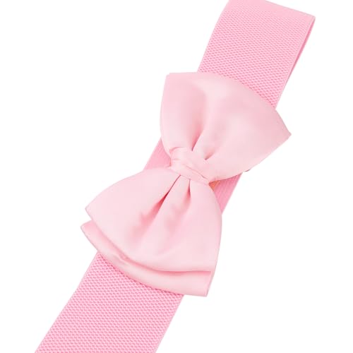 Allegra K Women's 2Pcs Bowknot Elastic Belts, 2.4" Width Elegant Cute Stretchy Cinch Waistband for Dress Wedding3