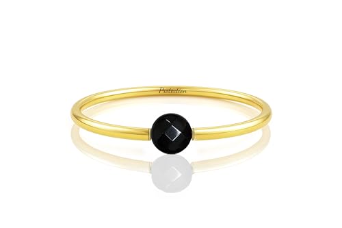 Bracelet à Pièces en Onyx Noir Femme | Bracelet Tube en Or 14 Carats