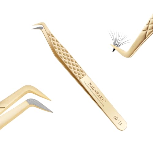 NAGARAKU Faserspitze Volumenpinzette Gebogene Wimpernverlängerungspinzette Professionelle Präzisionspinzette Edelstahl Antistatisch Rutschfester Gripp Pinzette für Mega Wimpernblüten (7 Shape AG-11) NAGARAKU Faserspitze Volumenpinzette Gebogene Wimpernverlängerungspinzette Professionelle Präzisionspinzette Edelstahl Antistatisch Rutschfester Gripp Pinzette für Mega Wimpernblüten (7 Shape AG-11)