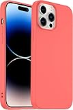 Amytor Designed for iPhone 14 Pro Max Case, Silicone Ultra Slim Shockproof Phone Case with Soft Anti-Scratch Microfiber Lining, [Enhanced Camera Protection] 6.7 inch (Peach)