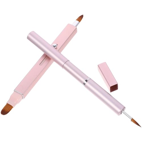AMUSLESUR Pincel de Labios Doble Retráctil 2 Piezas, Varillas Aplicadoras de Lápiz Labial de Nylon Portátil, Herramientas de Maquillaje para Mujeres, Aplicador de Brillo y Barra de Labios,