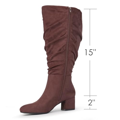 Chicblooms Women's Extra Wide Calf Dress Boots Slouchy Suede Block Heel Boots,Brown Suede,6.5 M US by Chicblooms - Used condition - Image 3