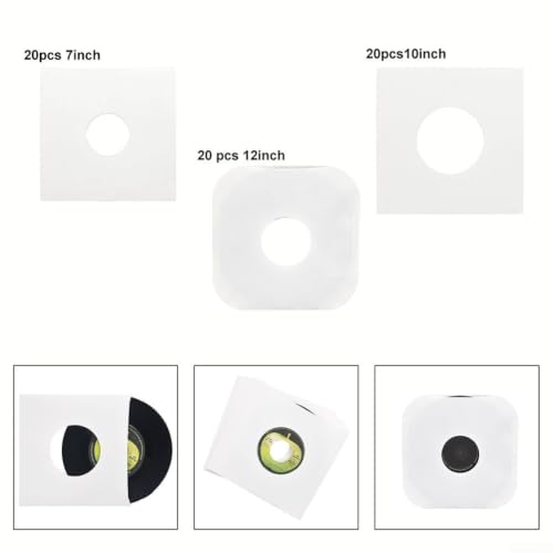 Fundas Vinilo blancas para discos LP de 12, 10 y 7 pulgadas con protección antipolvo 6