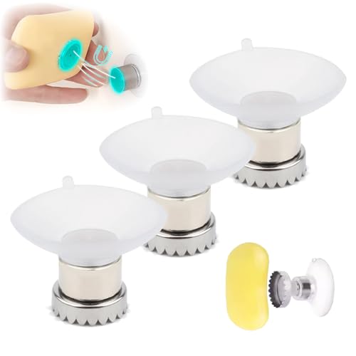 Lot De 3 Porte-Savon Magnétique,PorteSavon Aimanté,Porte Savon Magnetique,AimantSavon,PorteSavon Aimanté Ventouse,Douche sans Perçage,Aimanté en Acier Inoxydable pour Salle De Bain Et Cuisine
