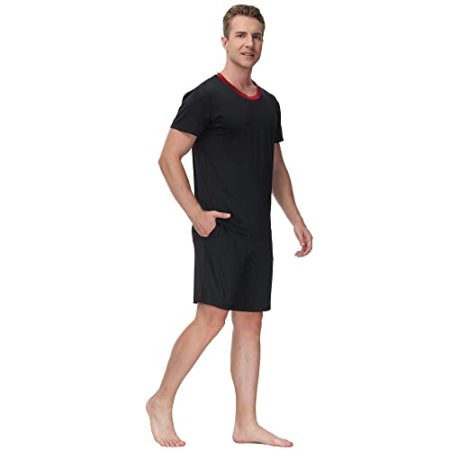 INK+IVY Men's Sleepwear Pajama Set Crewneck T-Shirt, Soft Jersey Tee Loungewear with Matching Short3