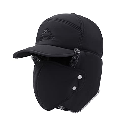 GUIYUN Chapeaux d'hiver Chapeau de Trappeur pour Hommes Casquettes de Baseball Chapeaux avec Masque Facial Rabats d'oreille Chapeaux(1) Cover