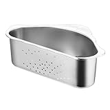 Triangle Sink Drainer Basket, Stainless Steel Triangular Sink Drain Shelf, Suction Cup Triangular...