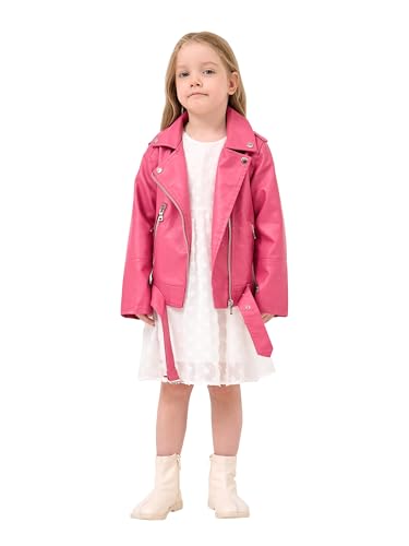 Girls Leather Jacket Kids Flight Bomber Aviator Moto Biker Jackets Dress Coat