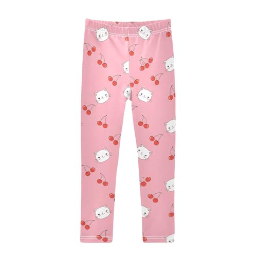 Girls' Leggings Cute White Cat Pink Cherry Kids Yoga Tights Pants 1 Pack 20861736