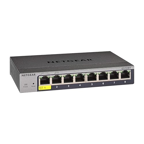 Image of NETGEAR 8-Port Gigabit Ethernet Smart Switch (GS108T) - Managed, with 1 x PD , Optional Insight Cloud Management, Desktop or Wall Mount, Silent Operation
