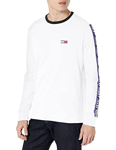 Tommy Hilfiger Men's Tommy Jeans Long Sleeve Badge T Shirt, Bright White, LG Tommy Hilfiger Men's Tommy Jeans Long Sleeve Badge T Shirt, Bright White, LG