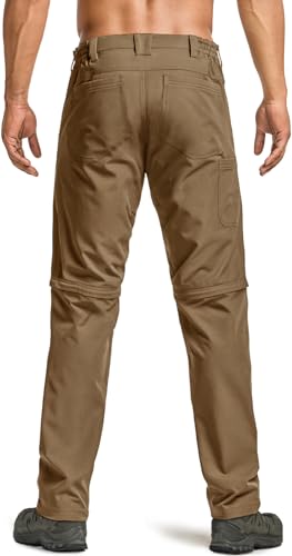 Image of CQR Men's Convertible Cargo Tactical Pants, Water Resistant Outdoor Hiking Pants, Zip Off Lightweight Stretch Work Pants