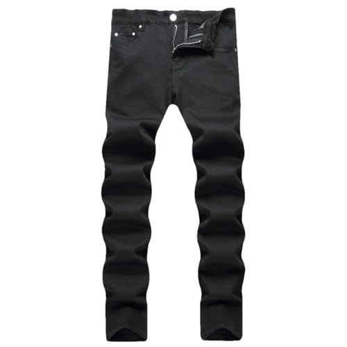 Mnjyihy Men Stacked Distressed Straight Jeans Stretch Slim Skinny Straight Denim Pants Trousers