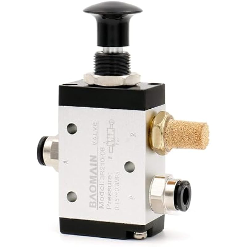 Baomain Pneumatic Air Hand Solenoid Valve 3 Way 2 Position Pneumatic Air Manual Control 1/4 PT 3R210-08