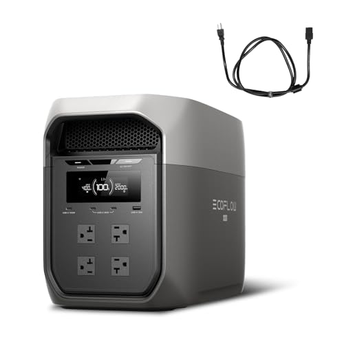 EF ECOFLOW Portable Power Station DELTA 3 Max with AC Charging Cable, 2048Wh LiFePO4 Battery, 3400W X-Boost Output, Ultra-Fast 0-80% Charging in 1.13 Hr, Home Backup & RV Camping