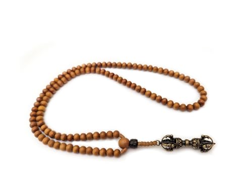 Santalum Sandalwood mala necklace rosary 108 prayer beads natural genuine sandal fragrant wood and Tibetan Buddhist Vajra pendant