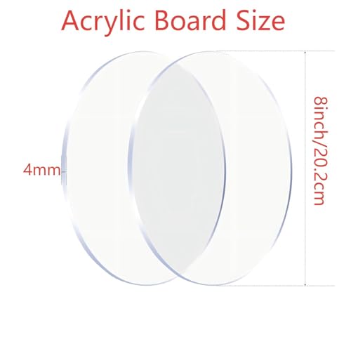 Image of 4 Pack Clear Acrylic Round Discs, 8 Inch Diameter, 4mm Thick | Blank Cake Stand Circles Sheet DIY Craft Laser Engraving Painting Decoration