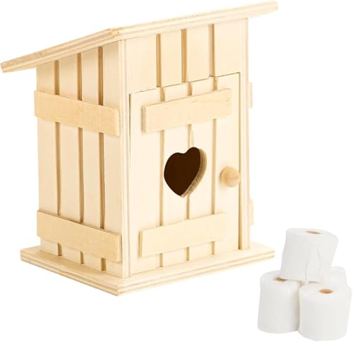 NIEEKRUN Casa de tocador de gnomino, decoración en miniatura, accesorios de gnomo, caseta de madera para el baño, casa de madera de Navidad, accesorio de gnobleza, casa de madera, 7 x 8 x 10 cm