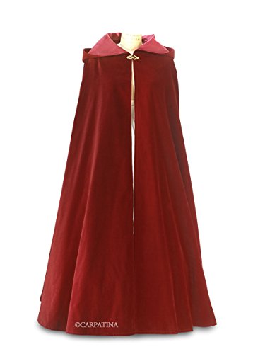 Carpatina - Renaissance Fashions Burgundy Wine Velvet Cloak with Hood ~ Adult Size (Med)