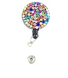 Multi - Colors Rhinestone Badge Reel Retractable ID Badge Holder (Rainbow)