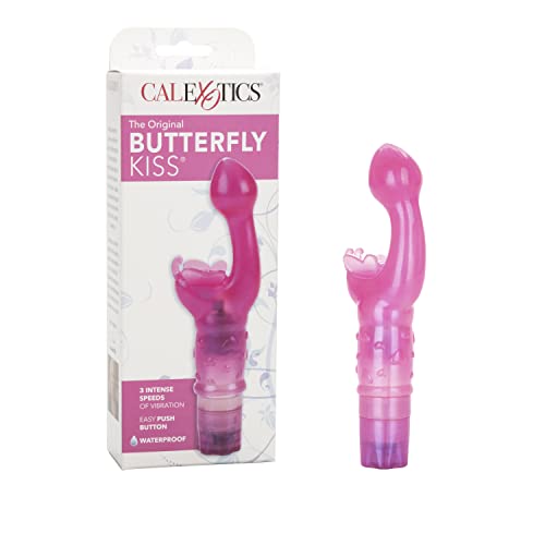 CalExotics Original Butterfly Kiss Vibrator - Multi-Speed Waterproof Vibe Adult Sex Toys for Couples - Clitoral G Spot Massager Pink
