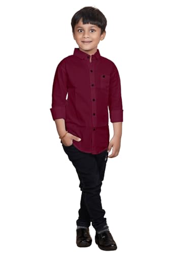 Image of Boys Solid Casual Shirt in Cotton Fabric