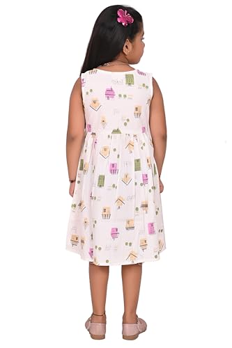 Image of CMMCHAAH Kids Printed Cotton Frock Dress for Baby Girls|Comfortable Summer Wear Dress| for Birthday,Evening, Kids Onepeice Dress White