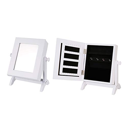 Autobestown Makeup Mirror with Cosmetic and Jewelry Cabinet for Makeup Dressing Table