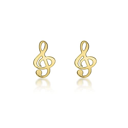 Boucles d'oreilles clé de sol or jaune à porter au quotidien pour mélomane active