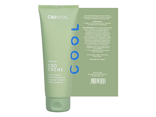 Kühlende CBD Hanf-Creme mit Soforteffekt | Hochdosierte Hanfcreme bei Muskelschmerzen mit 500 mg Cannabidiol | 100% veganes Cannabis-Aktiv-Gel