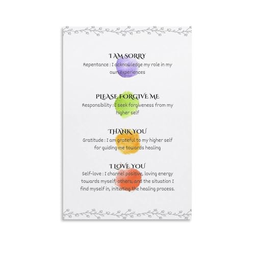 Ho'oponopono Prayer Poster Motivation Self Care Wall Art Canvas for Living Room Bedroom Decor 12x18inch(30x45cm) Unframe-style